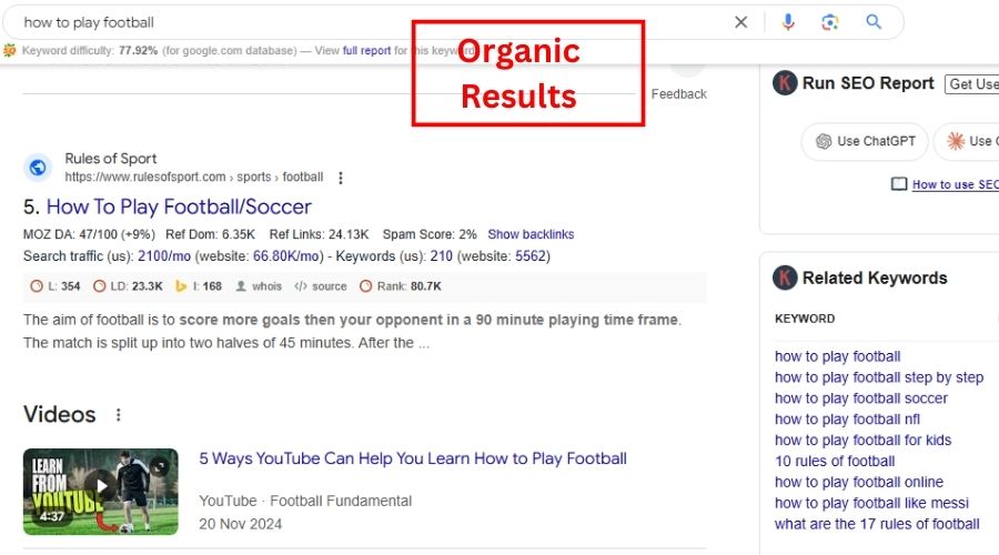 SEO Organic Results
