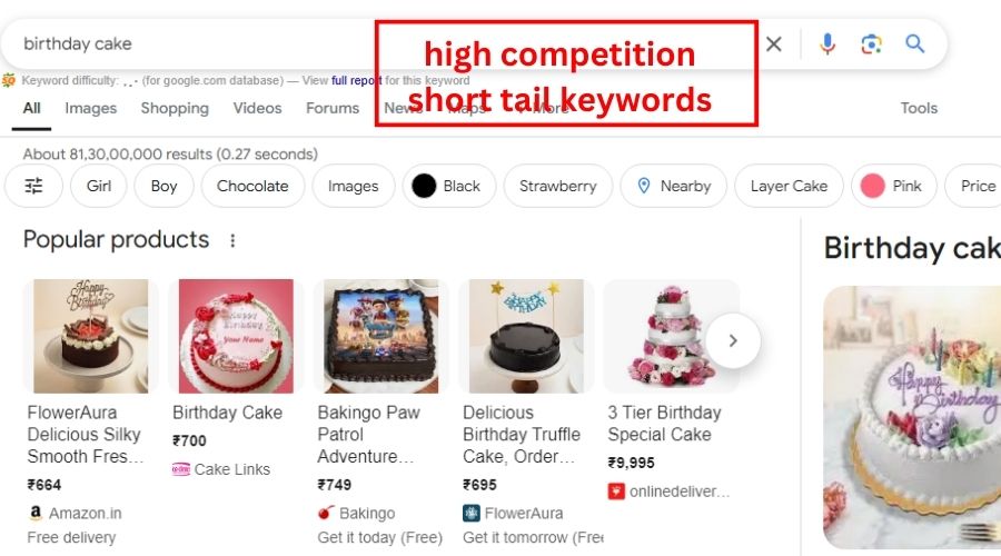 SEO high competition short tail keywords